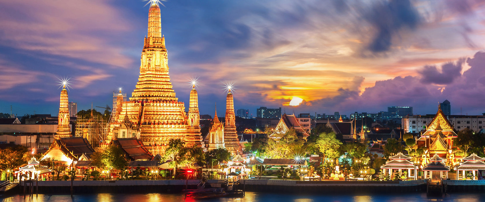 Tempel Bangkok Thailand, Glasbild Panorama