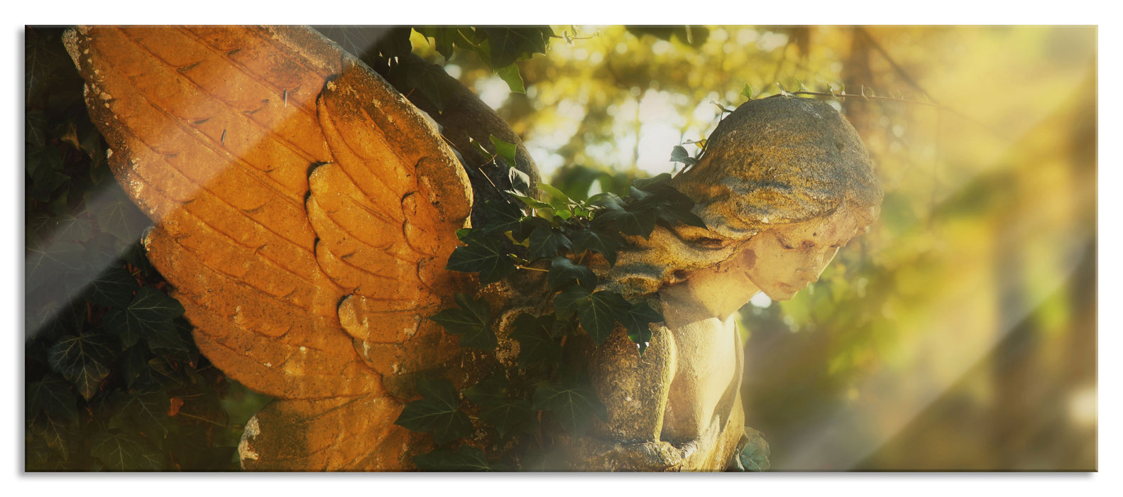 Goldenen Engel im Sonnenlicht, Glasbild Panorama