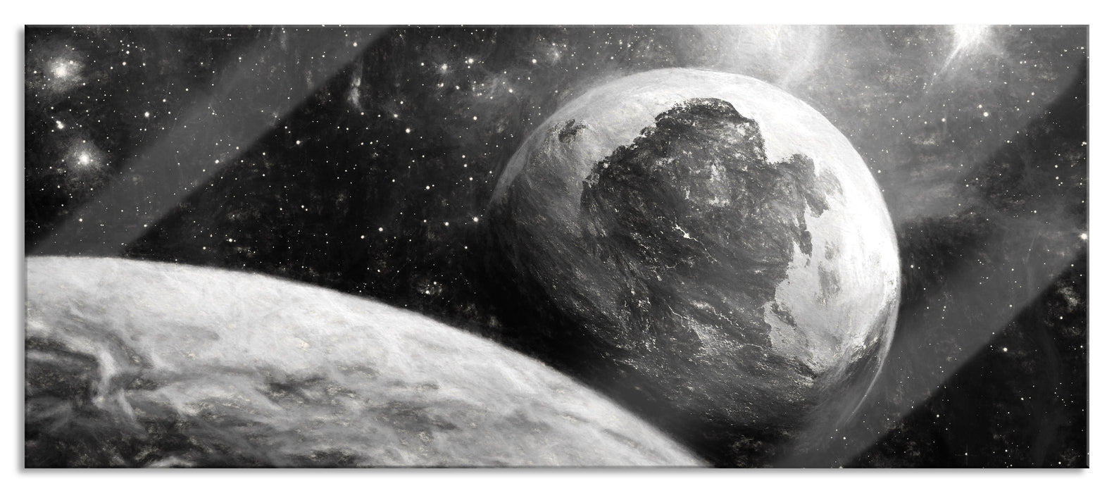 Pixxprint Alien Planeten im Weltall, Glasbild Panorama