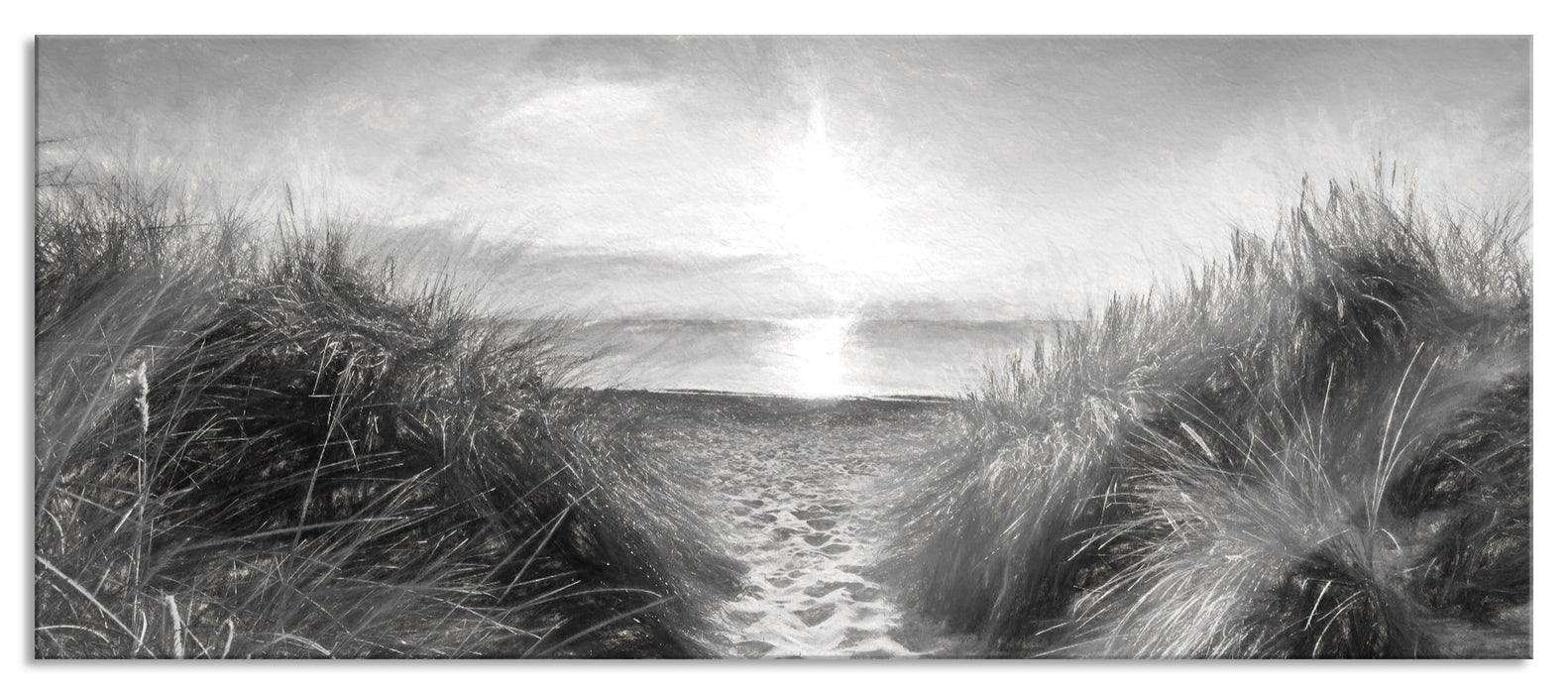 Pixxprint der Weg ins Meer Kunst, Glasbild Panorama