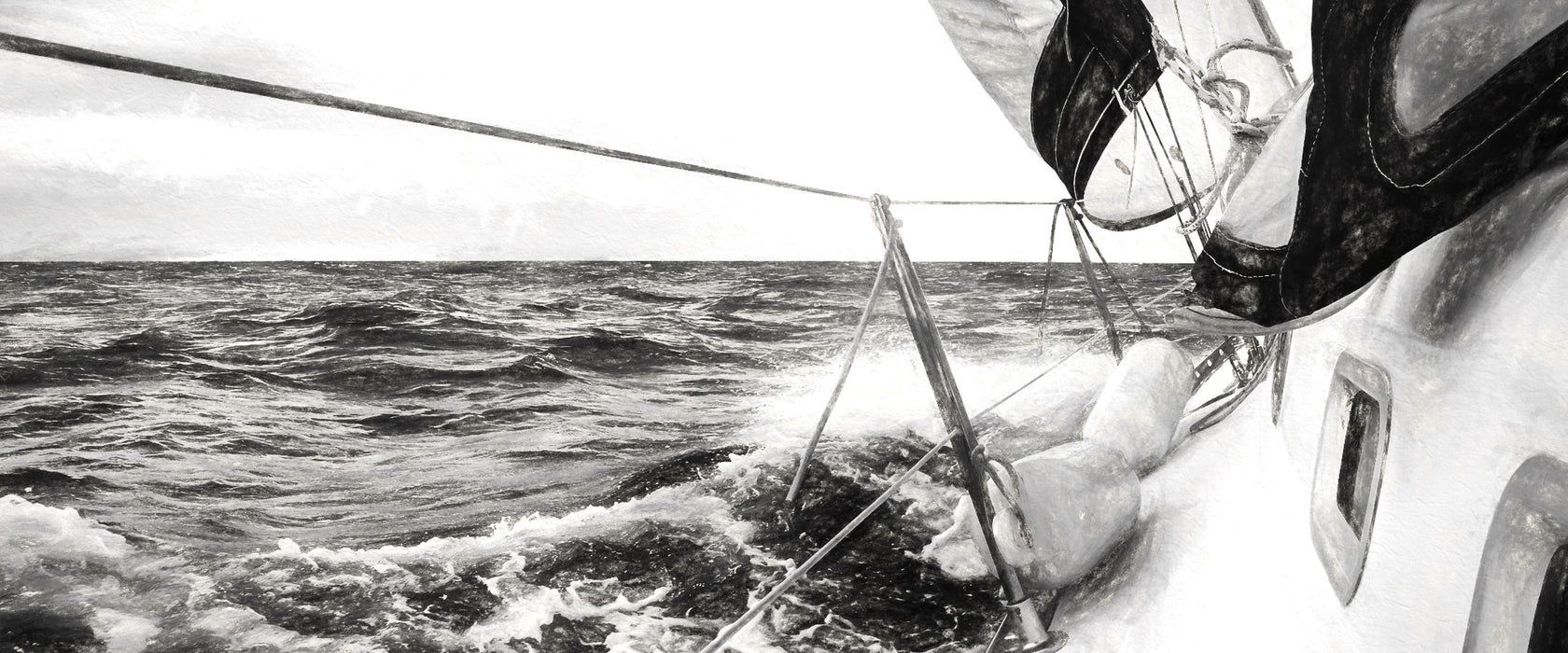 Die weißen Segel der Yacht Kunst, Glasbild Panorama