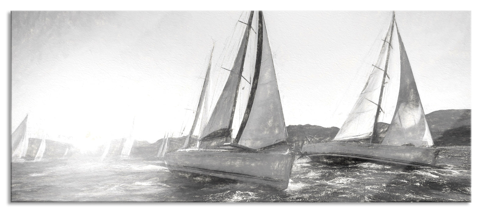 Pixxprint Luxusyachten bei Segelregatta, Glasbild Panorama