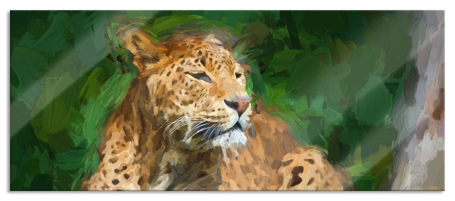 Pixxprint Leopard in der Natur, Glasbild Panorama