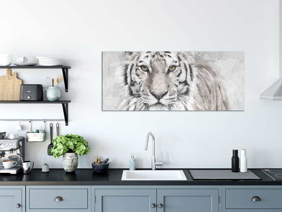 Tiger in, Glasbild Panorama