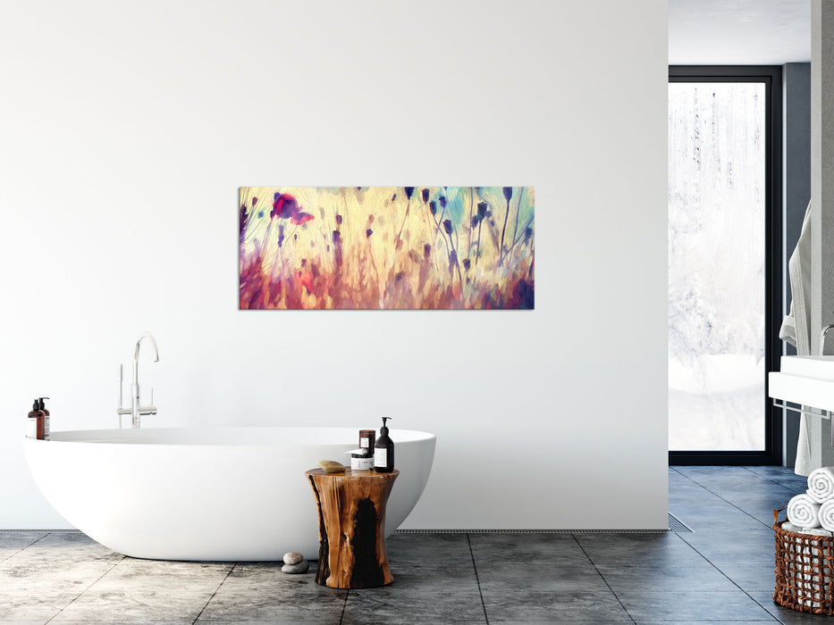 Mohn im Weizenfeld Kunst, Glasbild Panorama