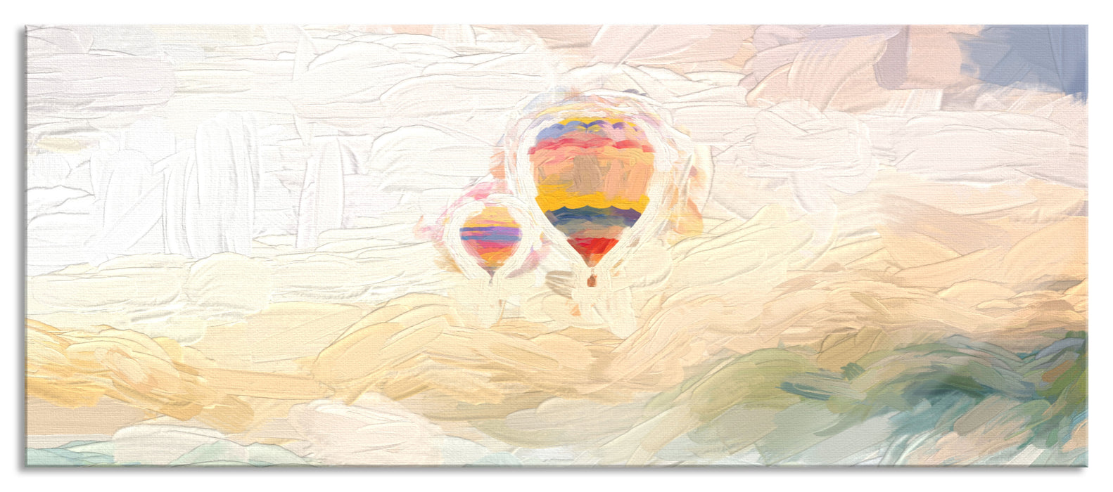 Heißluftballon Landschaft, Glasbild Panorama