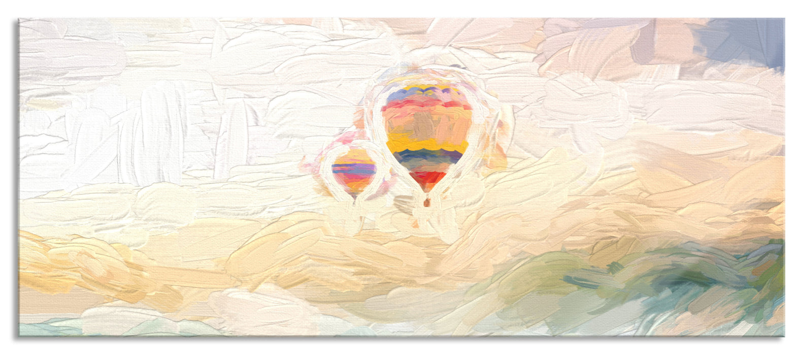 Pixxprint Heißluftballon Landschaft, Glasbild Panorama