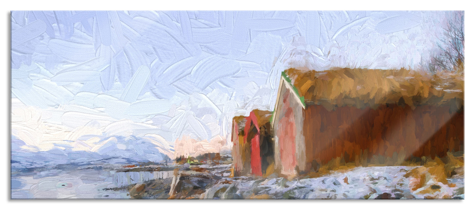 Pixxprint Küste der norwegischen See Tromso, Glasbild Panorama