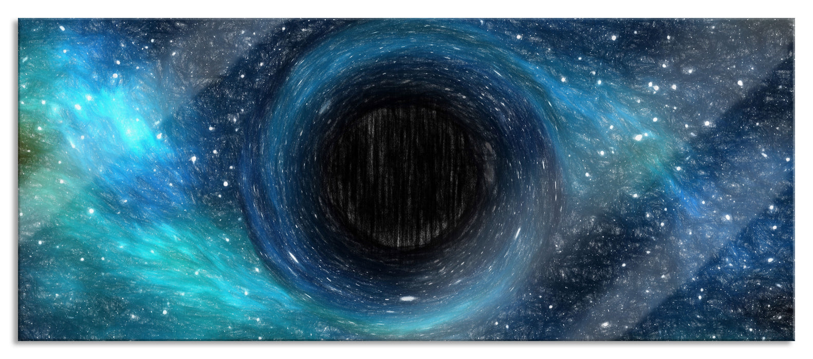 Pixxprint Schwarzes Loch im Weltall, Glasbild Panorama
