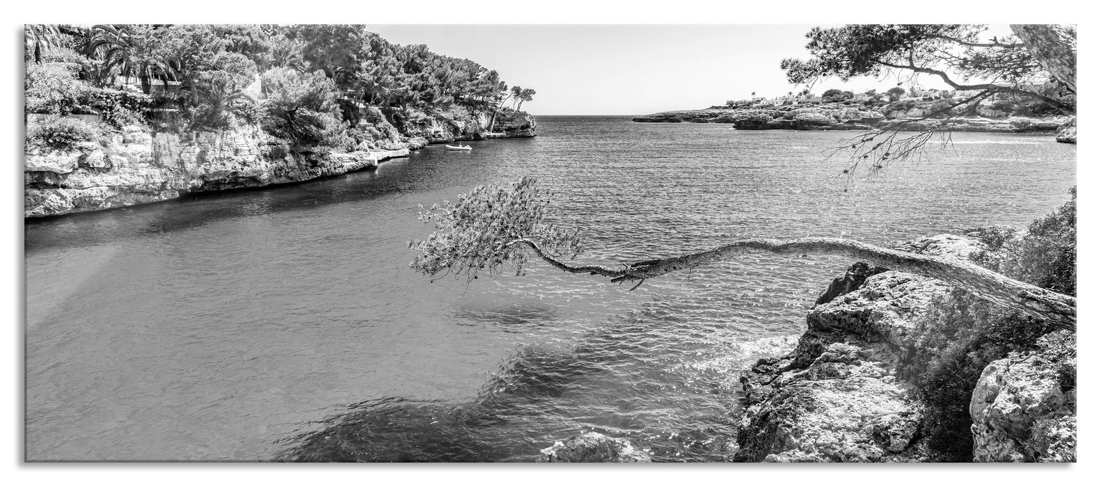 Pixxprint Mallorca Bay Cove, Glasbild Panorama