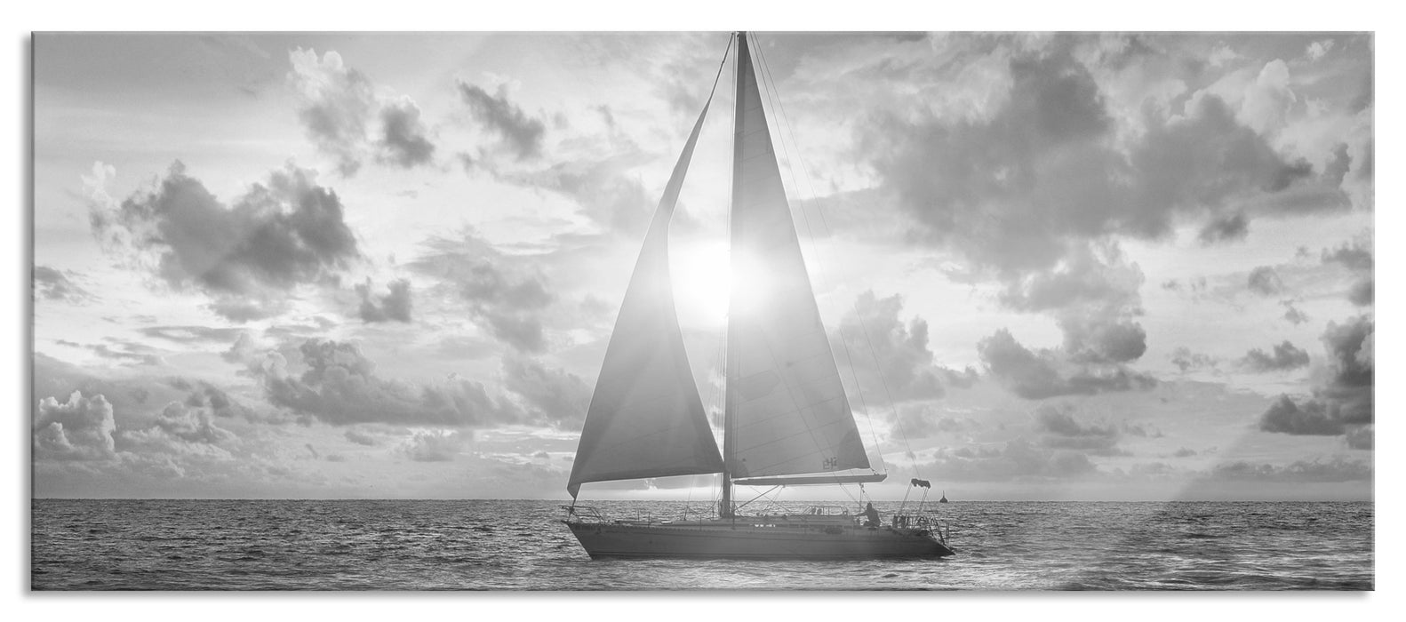 Pixxprint Segelboot nahgelegen der Küste, Glasbild Panorama