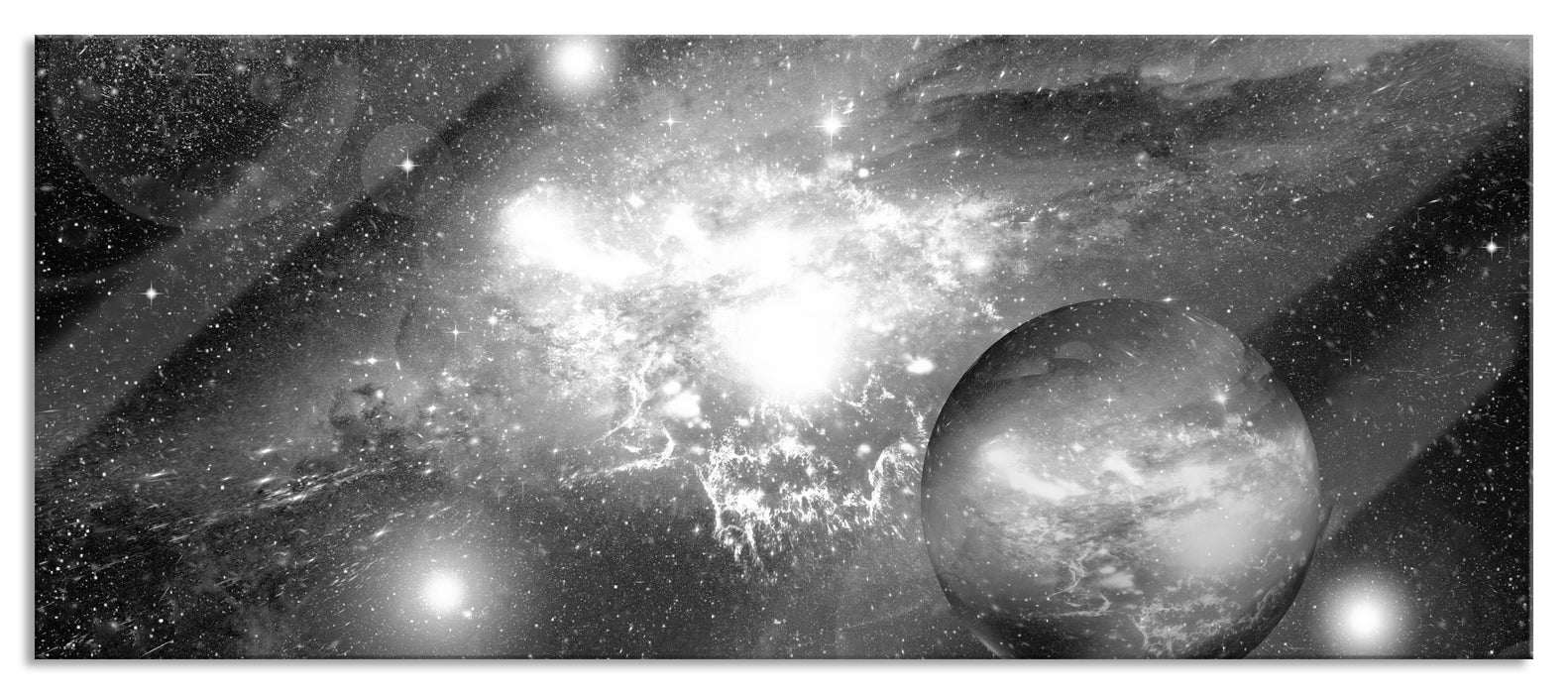 Pixxprint Sterne Galaxie, Glasbild Panorama