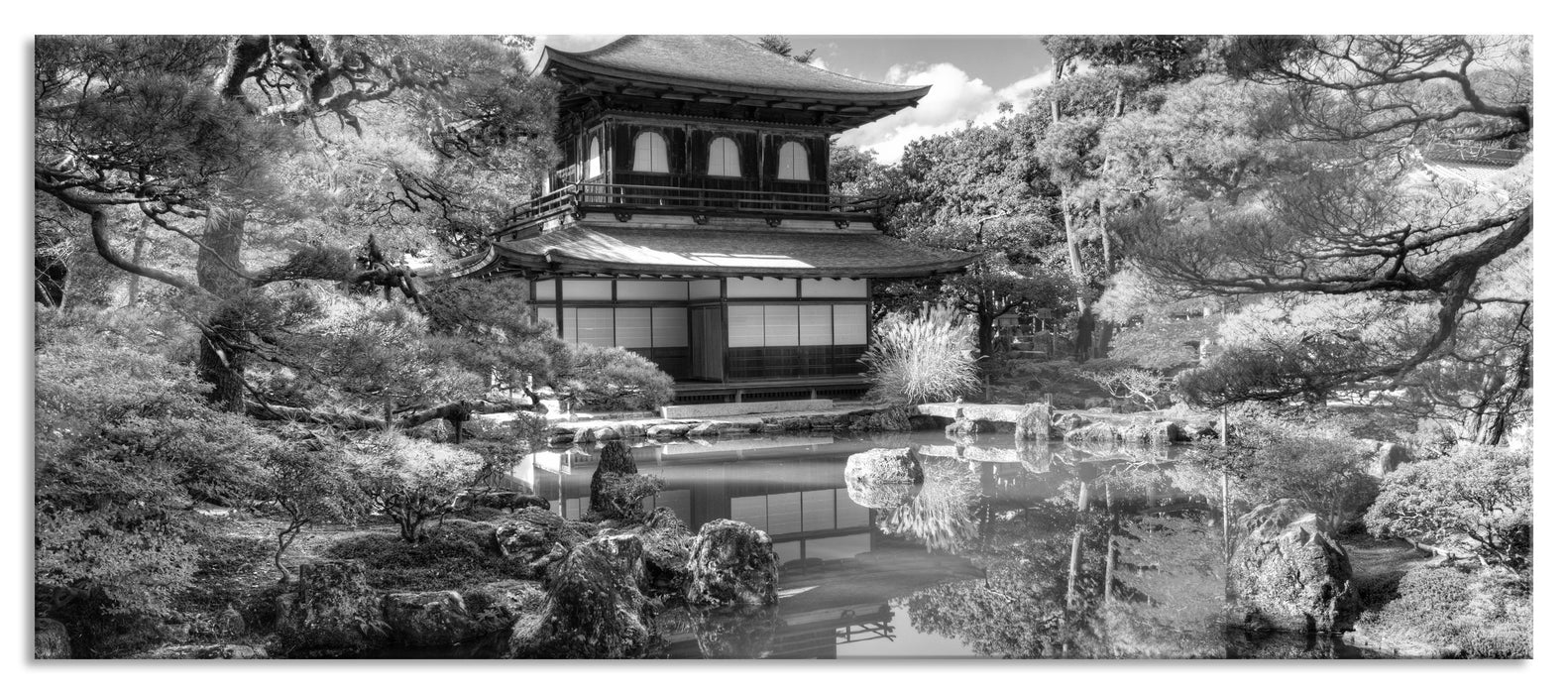 Pixxprint Ginkaku-ji-Tempel in Kyoto, Glasbild Panorama