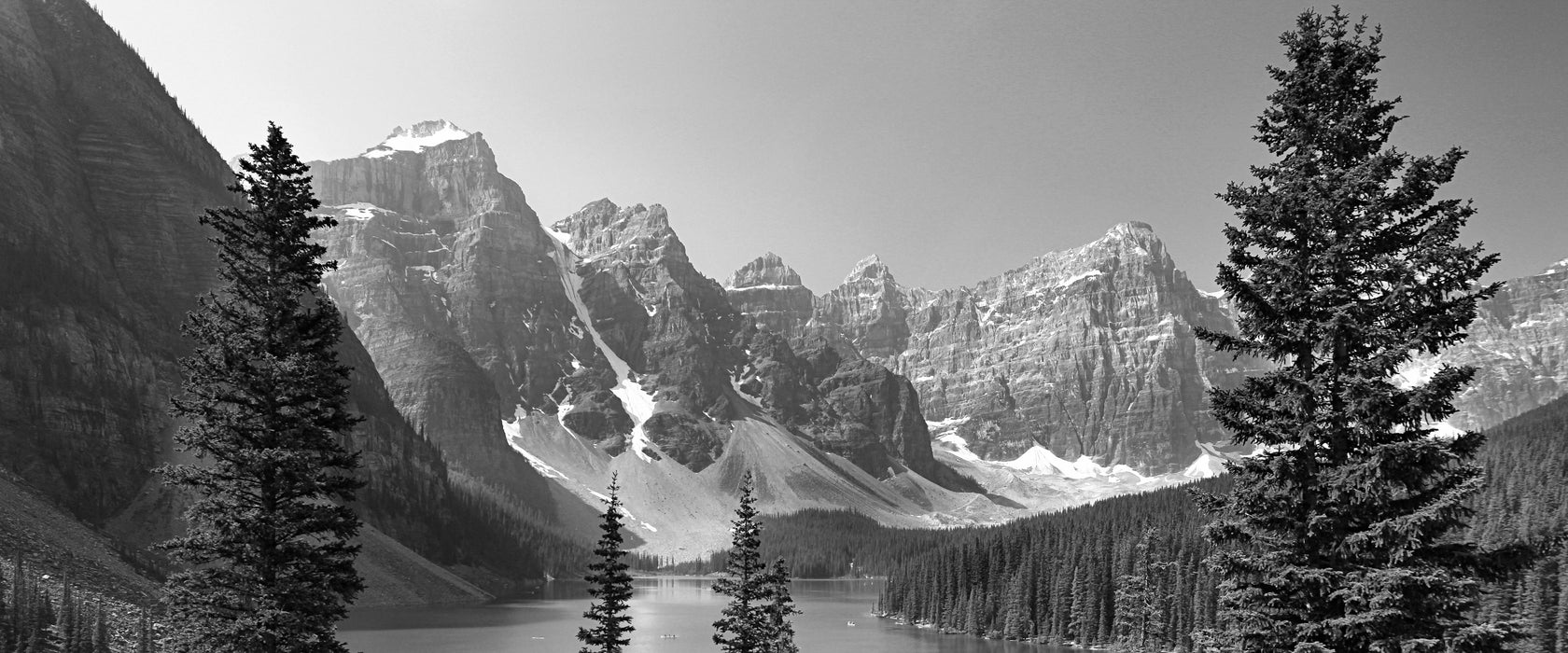 Moraine Lake kanadische Berge, Glasbild Panorama