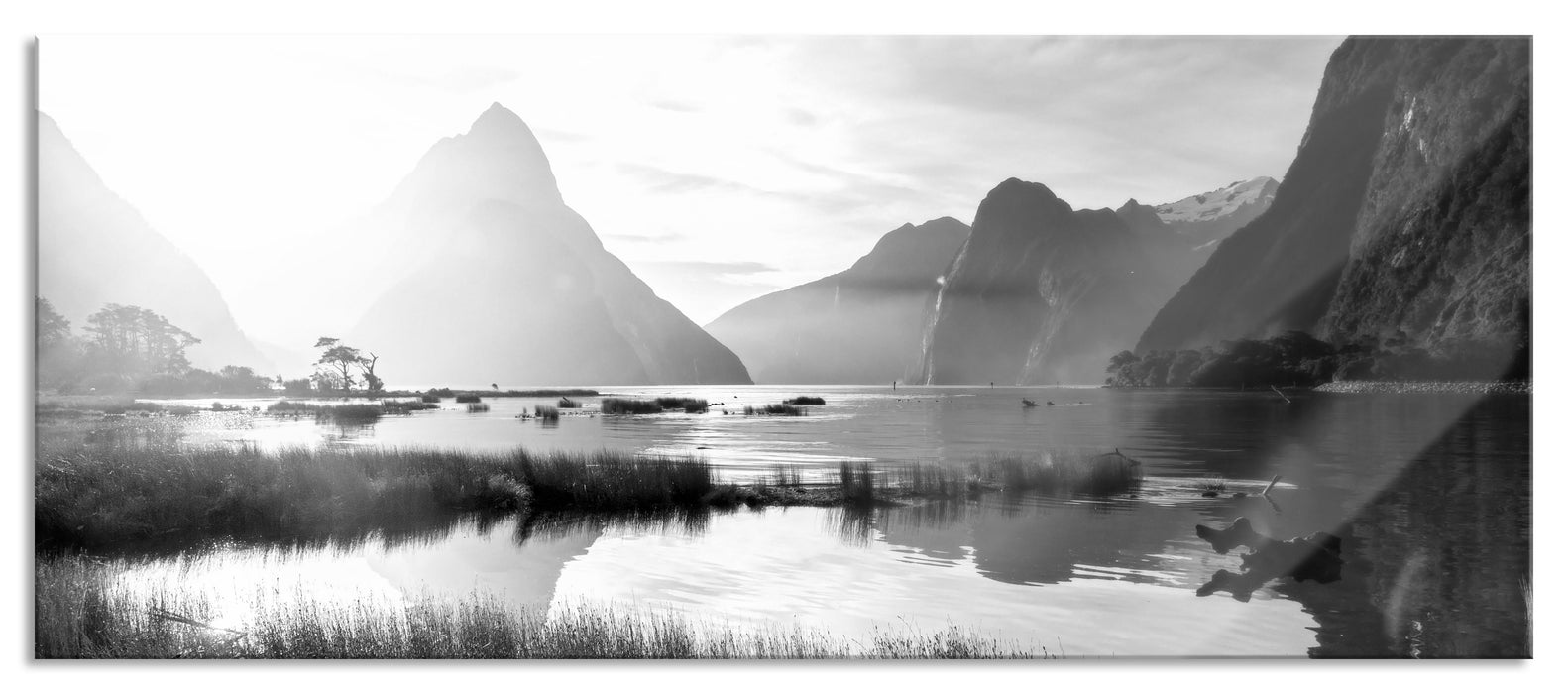 Pixxprint Milford Sound Neuseeland, Glasbild Panorama