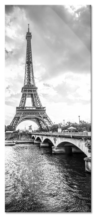 Pixxprint Eiffelturm in Paris Kunst B&W, Glasbild Panorama