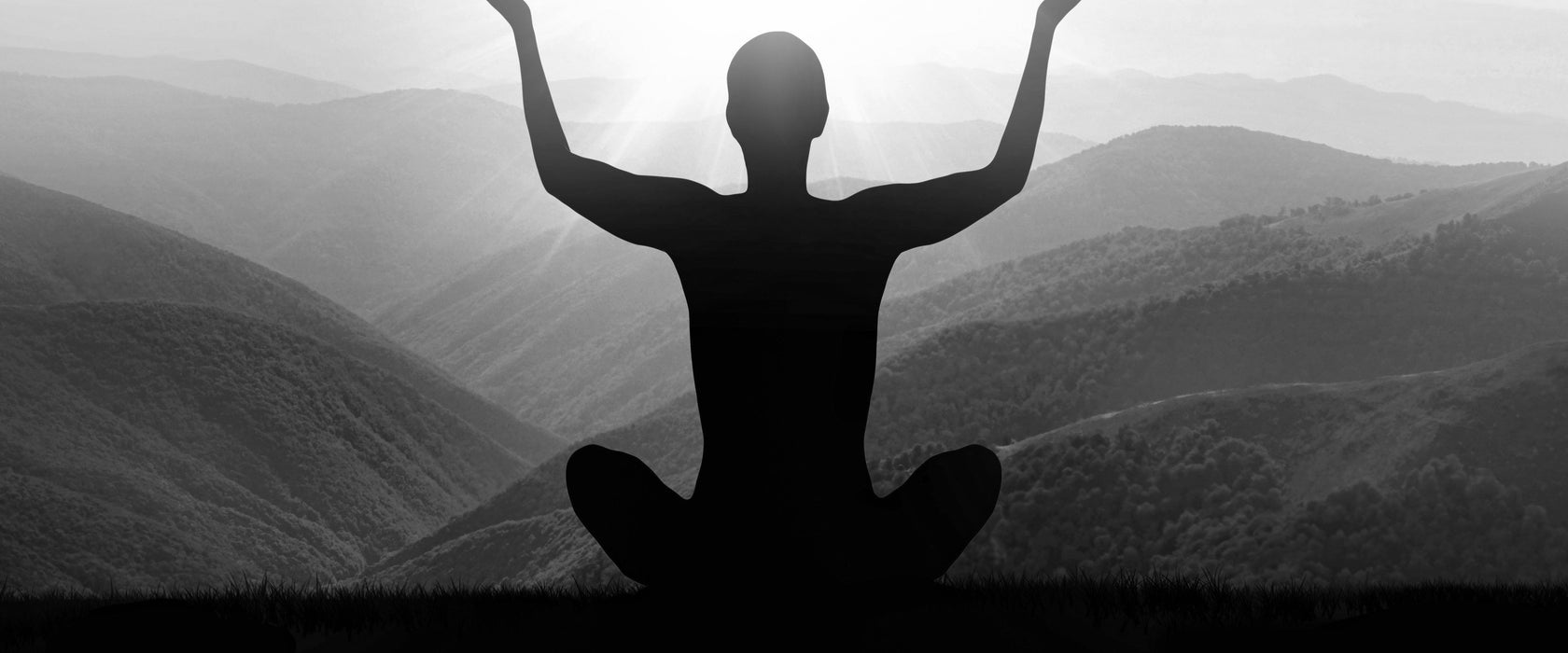 Yoga in den Bergen, Glasbild Panorama