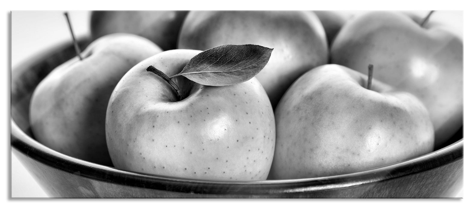 Pixxprint Apple Apfel Korb mit Äpfeln, Glasbild Panorama