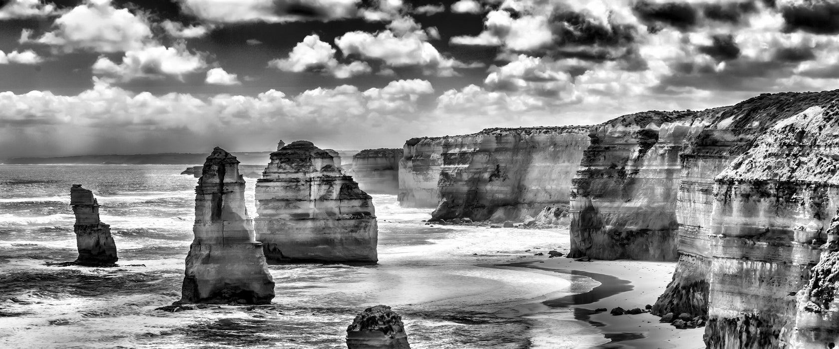 Meer klippe küste Steine Strand, Glasbild Panorama