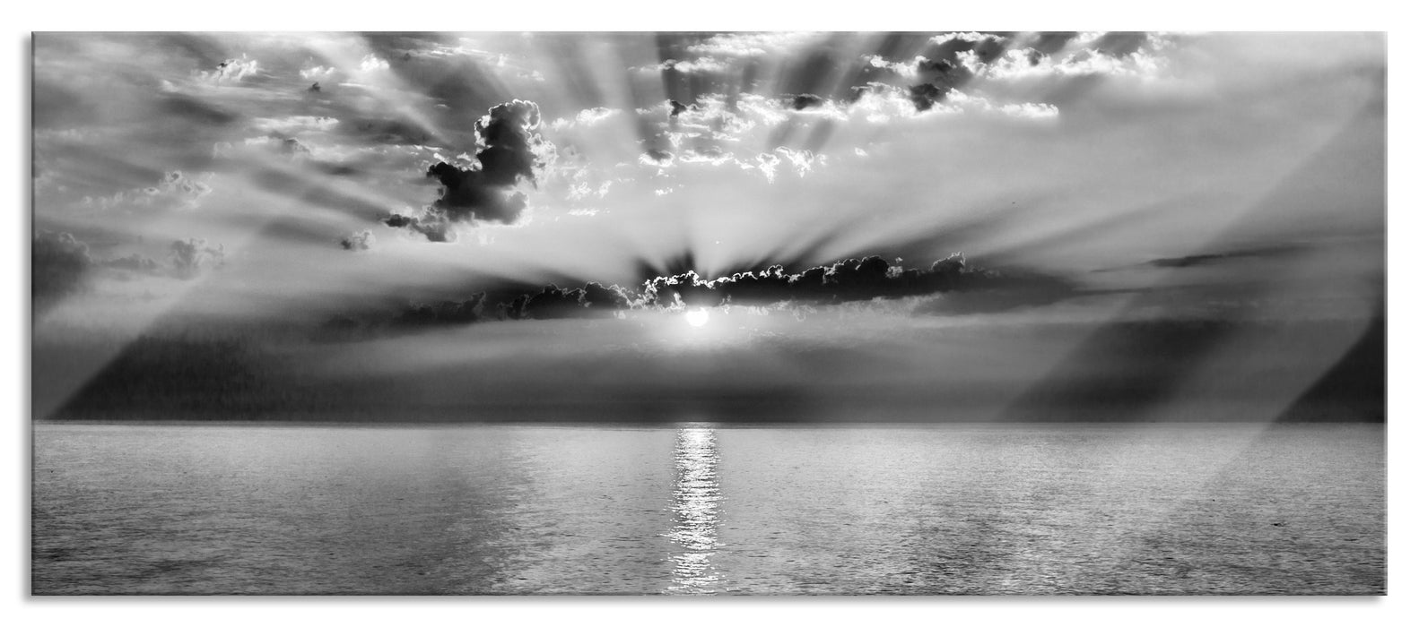 Pixxprint Meer im Sonnenaufgang, Glasbild Panorama