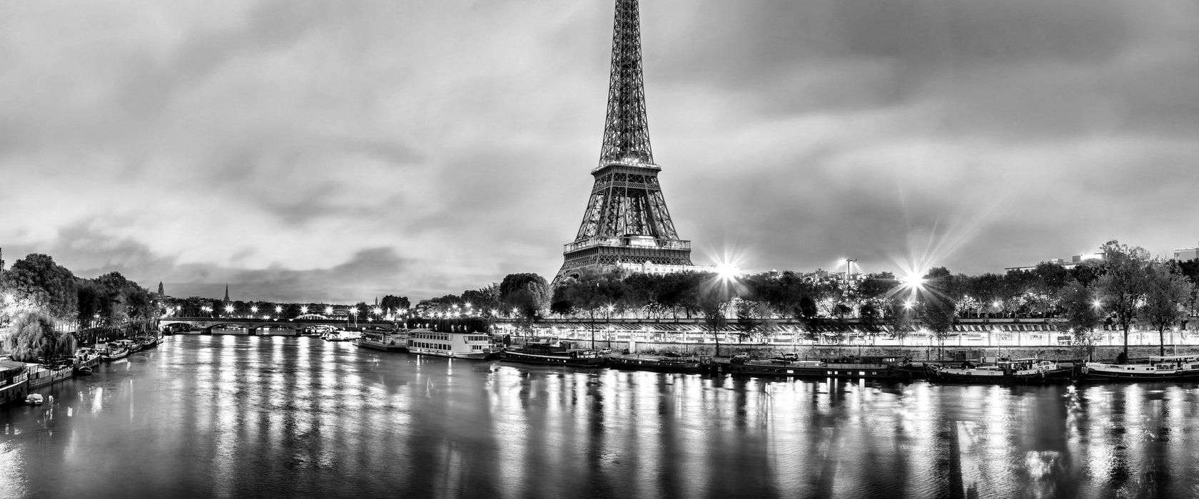 Eifelturm Paris bei Nacht, Glasbild Panorama