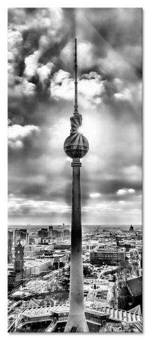 Pixxprint Großstadt Fernsehturm Berlin City, Glasbild Panorama