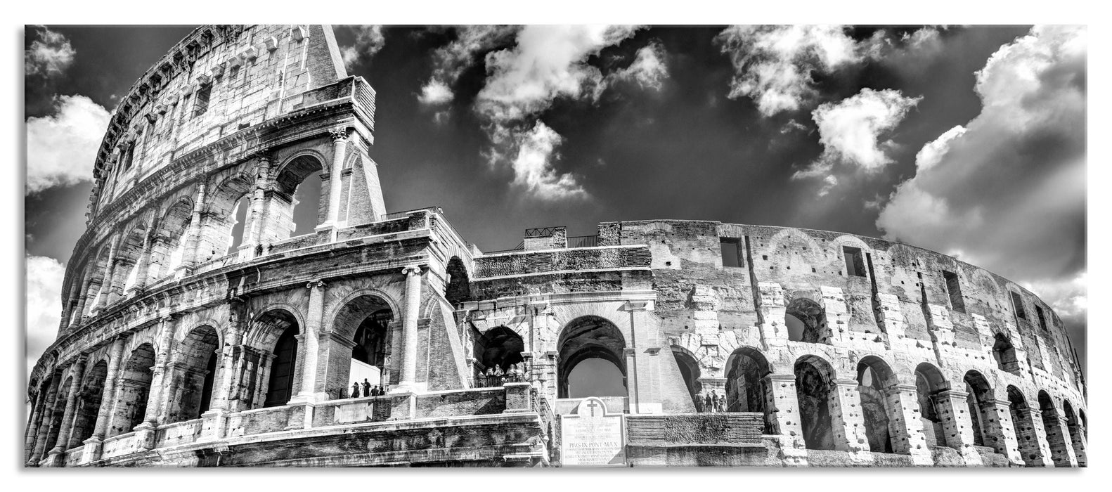 Pixxprint Colosseum bei Tag in Rom, Glasbild Panorama