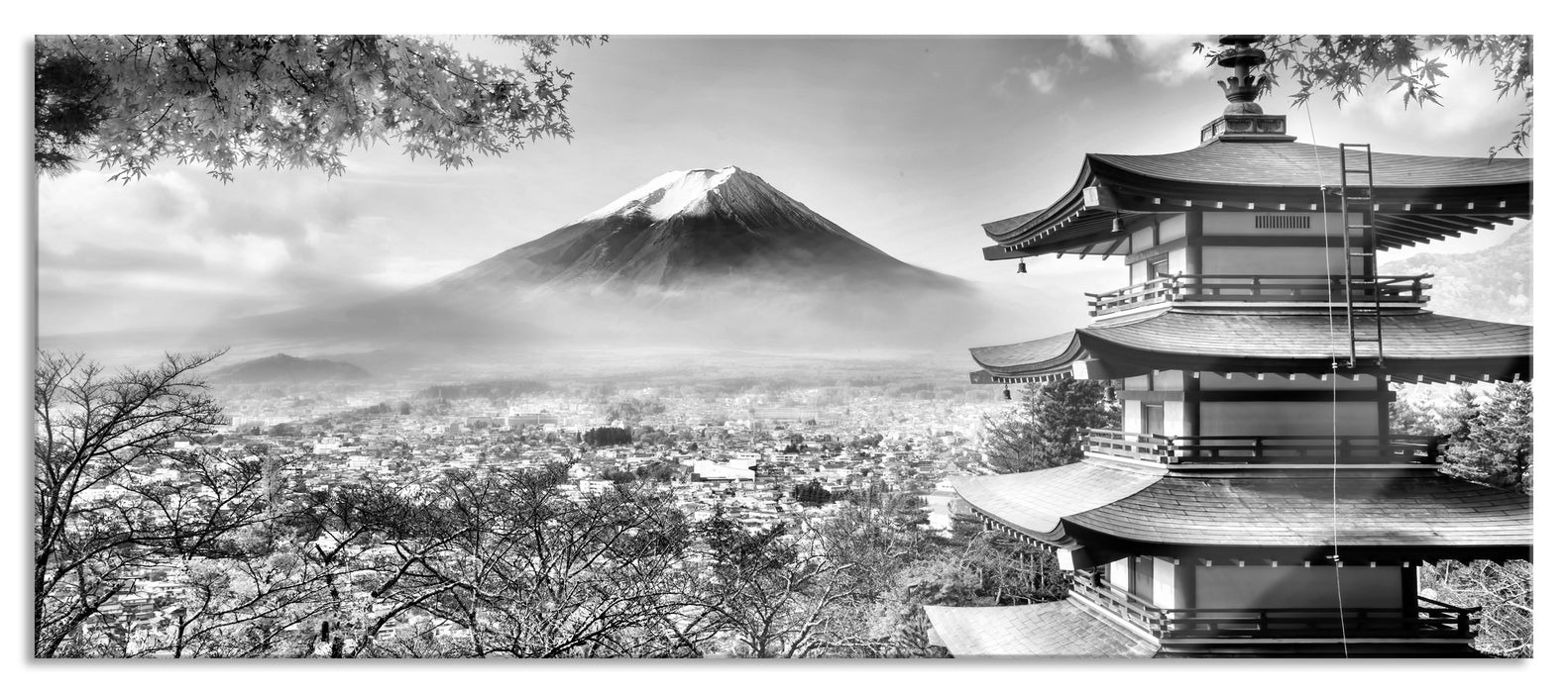 Pixxprint Japanischer Tempel im Herbst, Glasbild Panorama