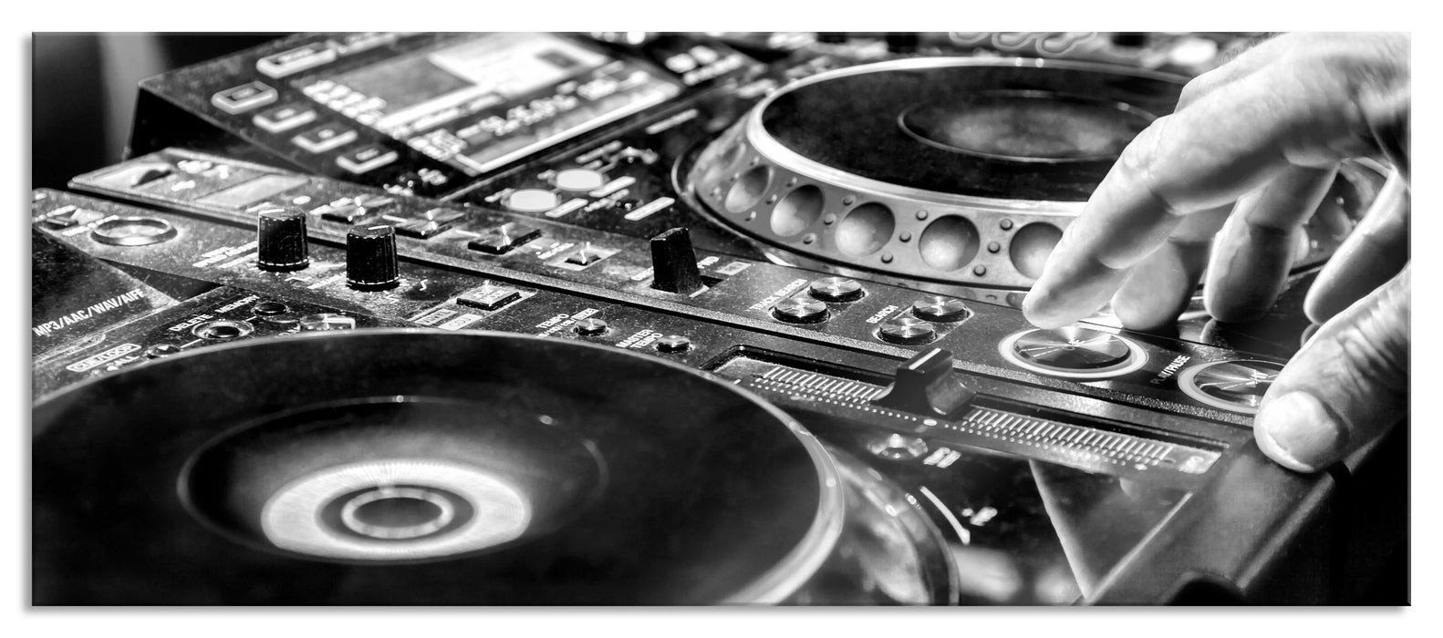Modern beleuchteter DJ Pult, Glasbild Panorama