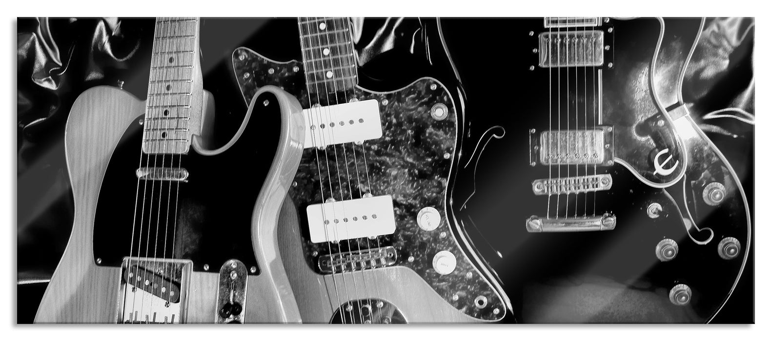 elegante E-Gitarren, Glasbild Panorama