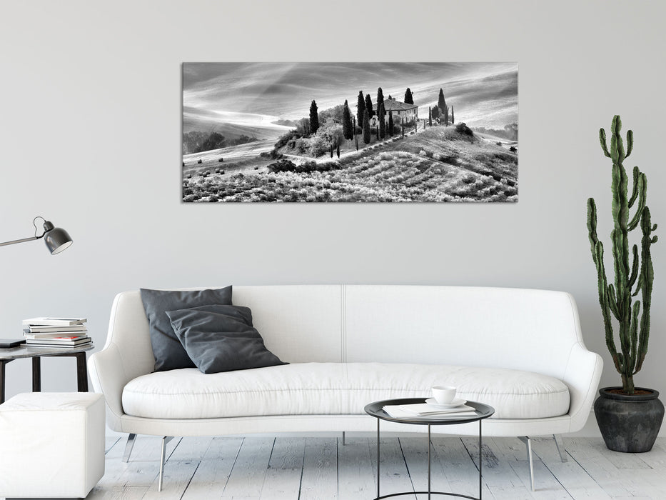 Wunderschöne Toskana Landschaft, Glasbild Panorama