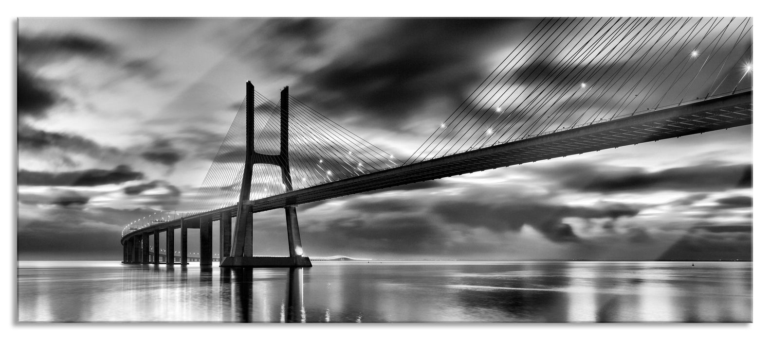 Pixxprint Brücke Lissabon, Glasbild Panorama