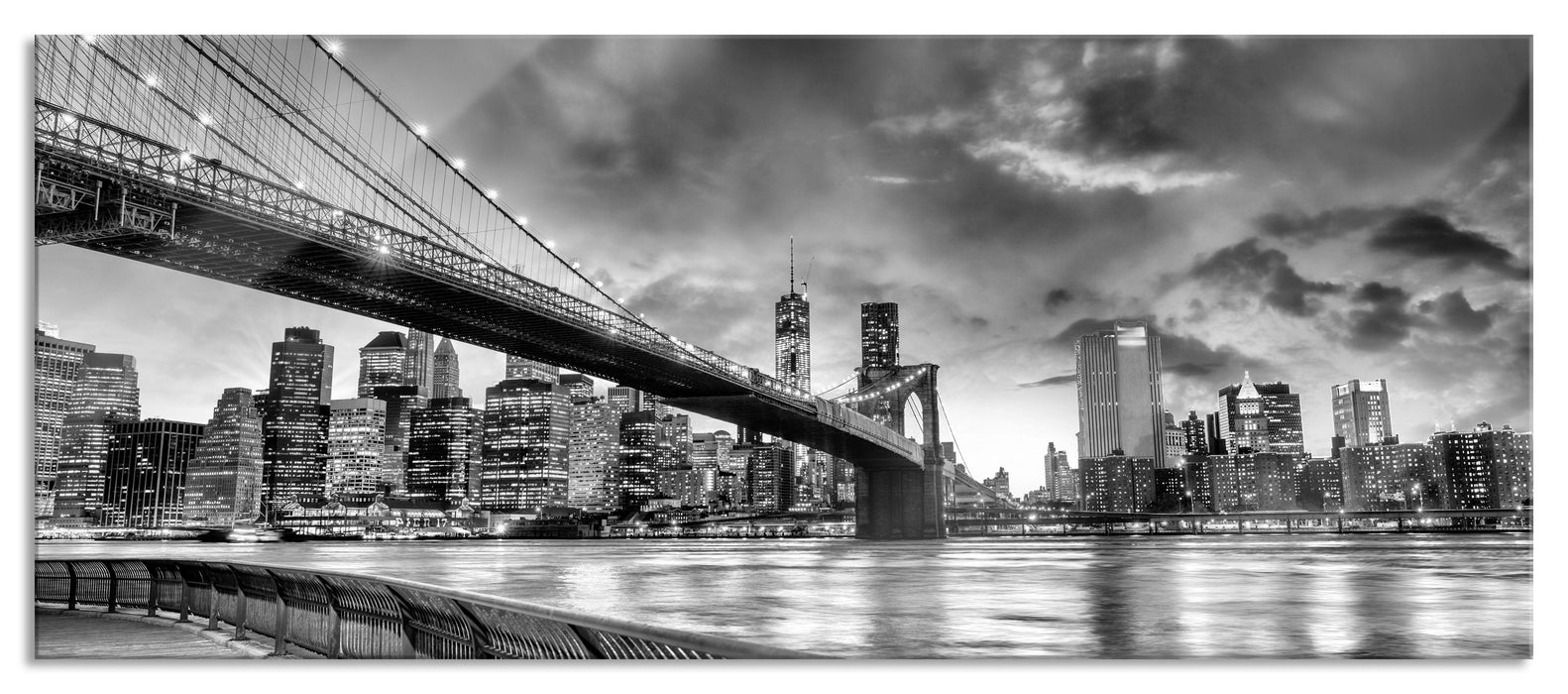 Pixxprint Brooklyn Bridge Park New York, Glasbild Panorama