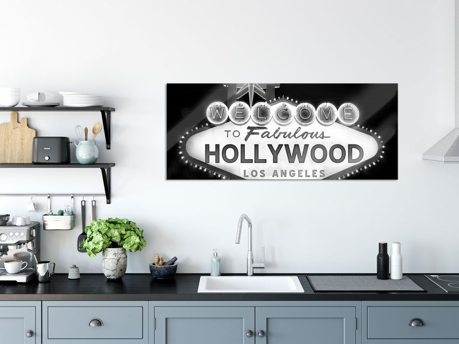 Hollywood Ortseingangsschild, Glasbild Panorama