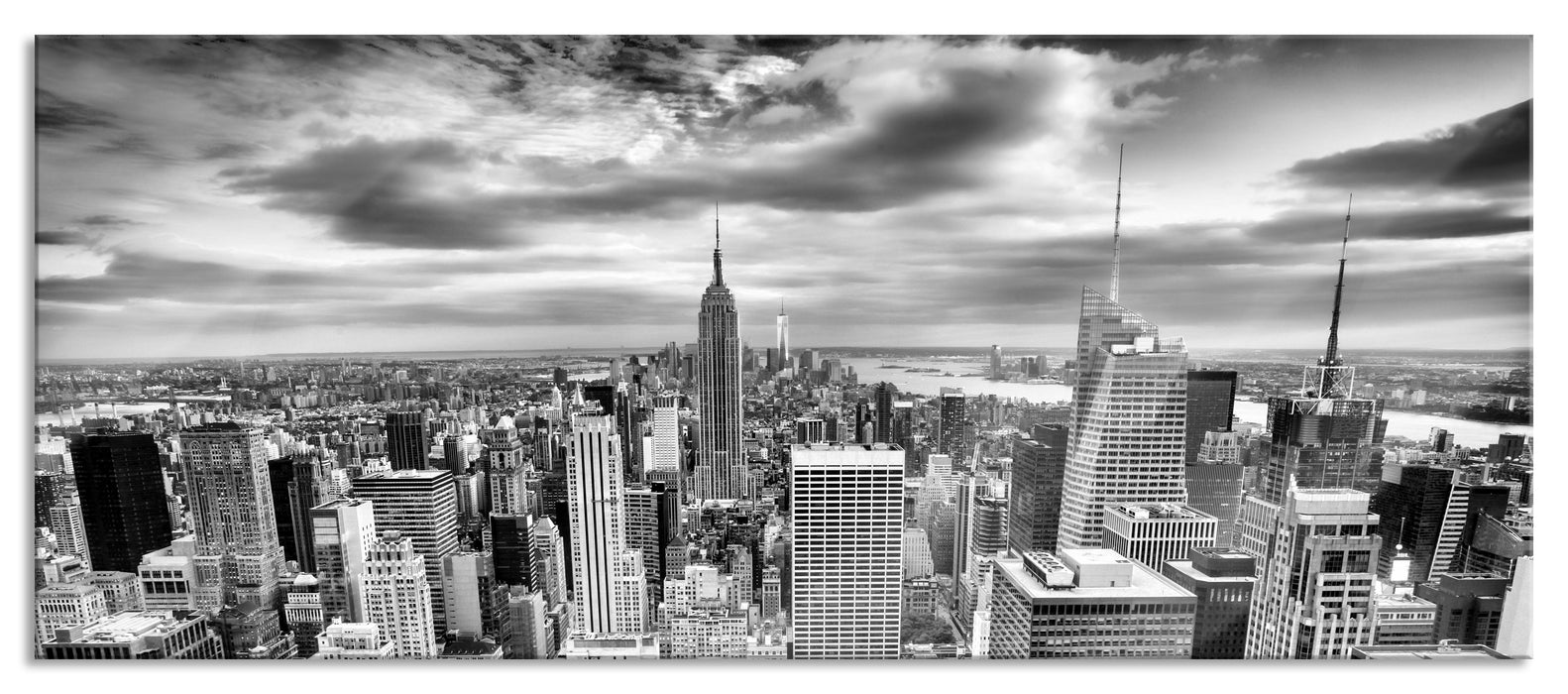 Pixxprint Skyline von New York, Glasbild Panorama