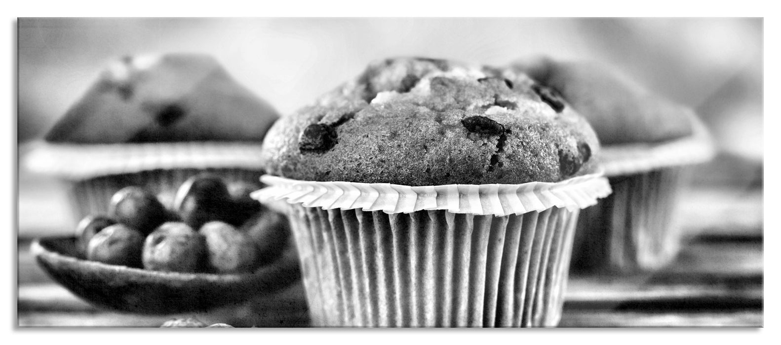 Pixxprint Muffins Blaubeeren, Glasbild Panorama