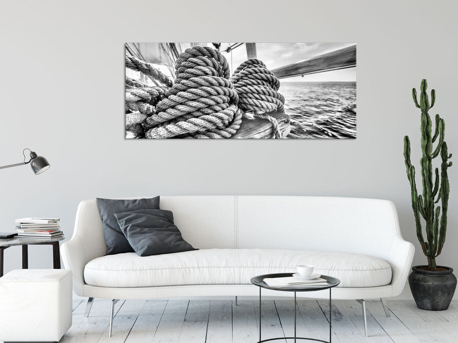 Tau auf einem Schiff, Glasbild Panorama