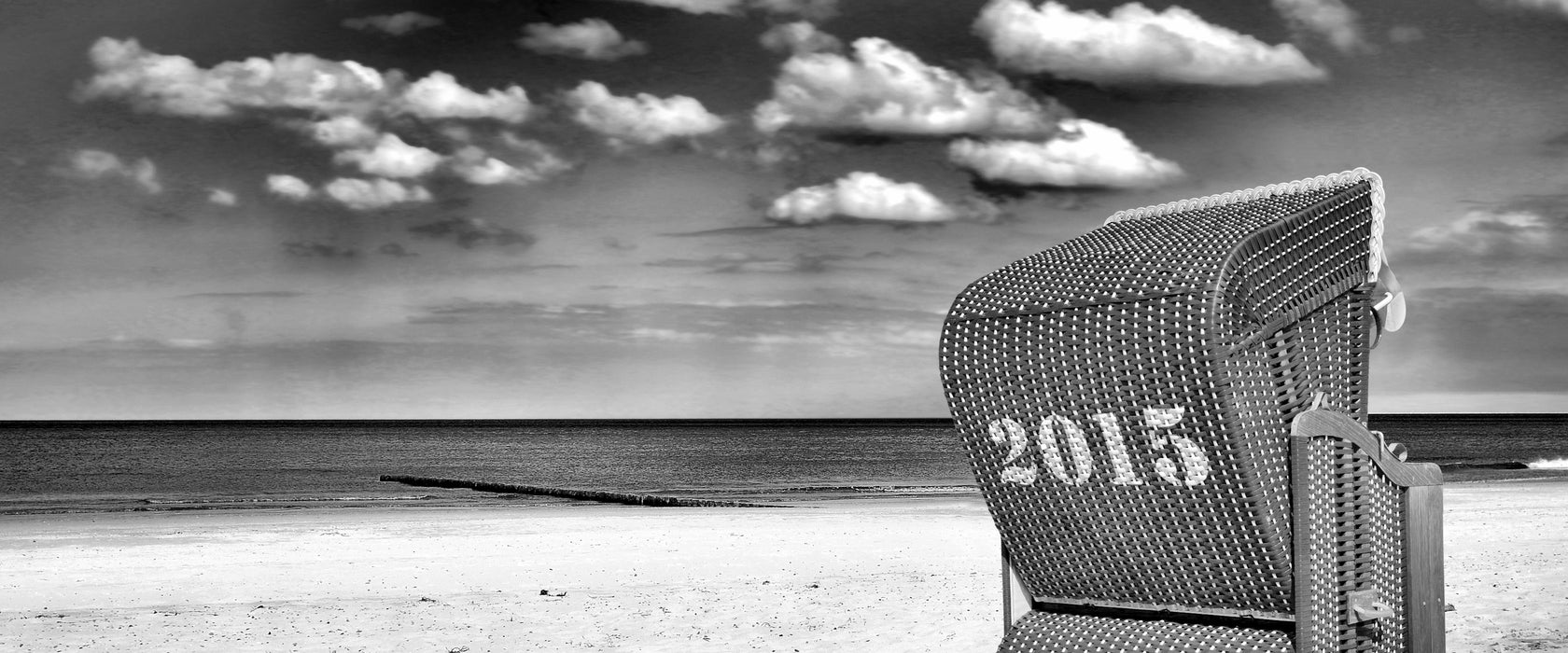 Strandkorb an der Nordsee, Glasbild Panorama