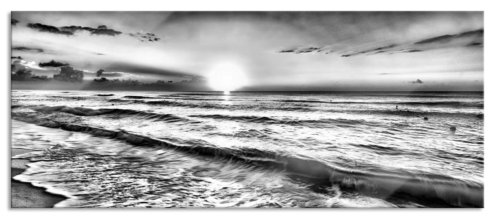 Pixxprint Meer bei Sonnenuntergang, Glasbild Panorama