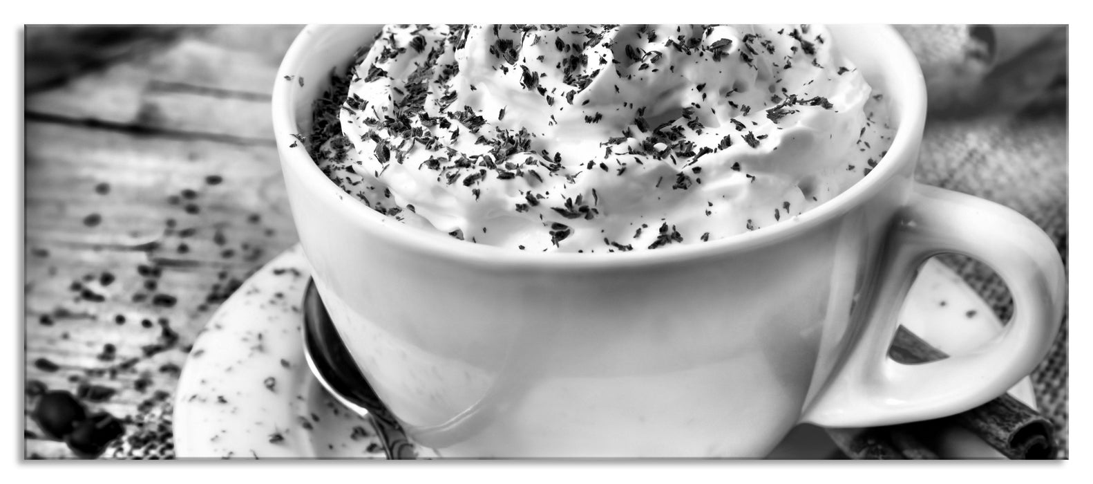 Pixxprint Kaffee mit viel Creme, Glasbild Panorama