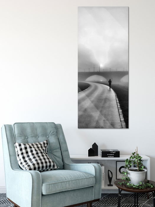 Läufer im Morgengrauen, Glasbild Panorama