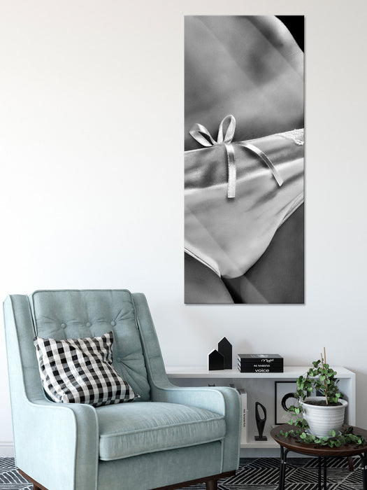 Sexy weiße Dessous, Glasbild Panorama