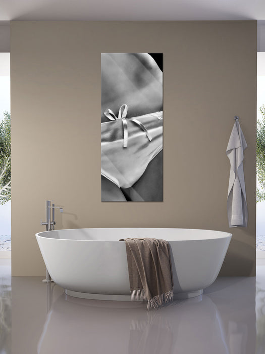 Sexy weiße Dessous, Glasbild Panorama