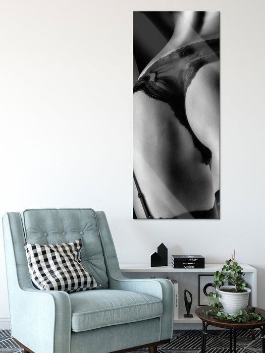 Frauen Po mit Strapsen, Glasbild Panorama