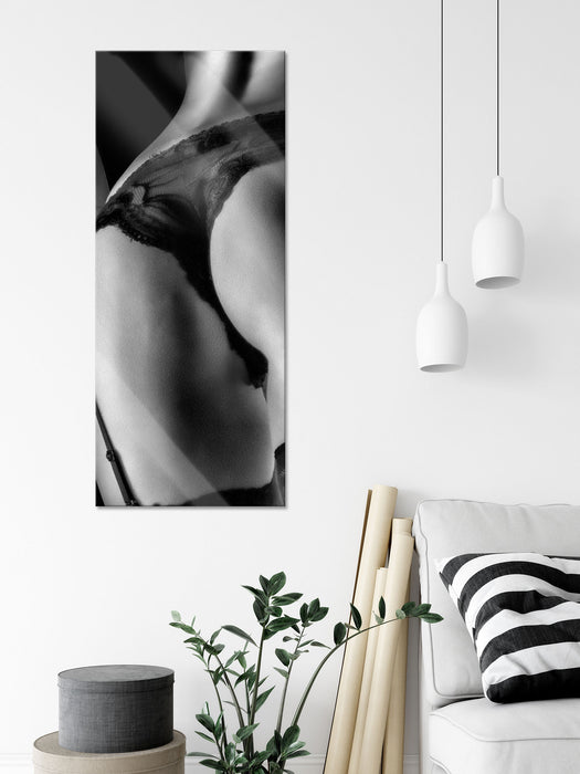 Frauen Po mit Strapsen, Glasbild Panorama