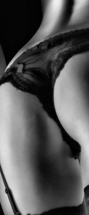 Frauen Po mit Strapsen, Glasbild Panorama