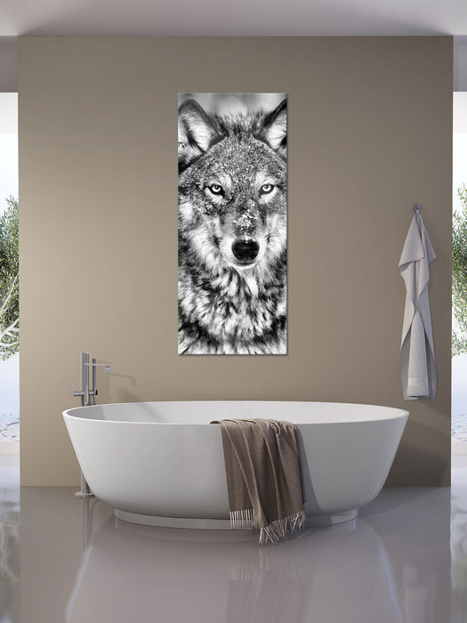 Wachsamer Wolf, Glasbild Panorama