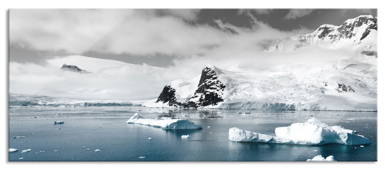 Pixxprint Winterlandschaft in der Antarktis, Glasbild Panorama