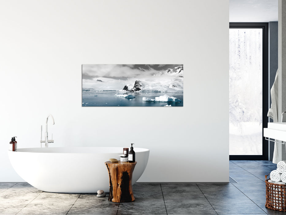 Winterlandschaft in der Antarktis, Glasbild Panorama