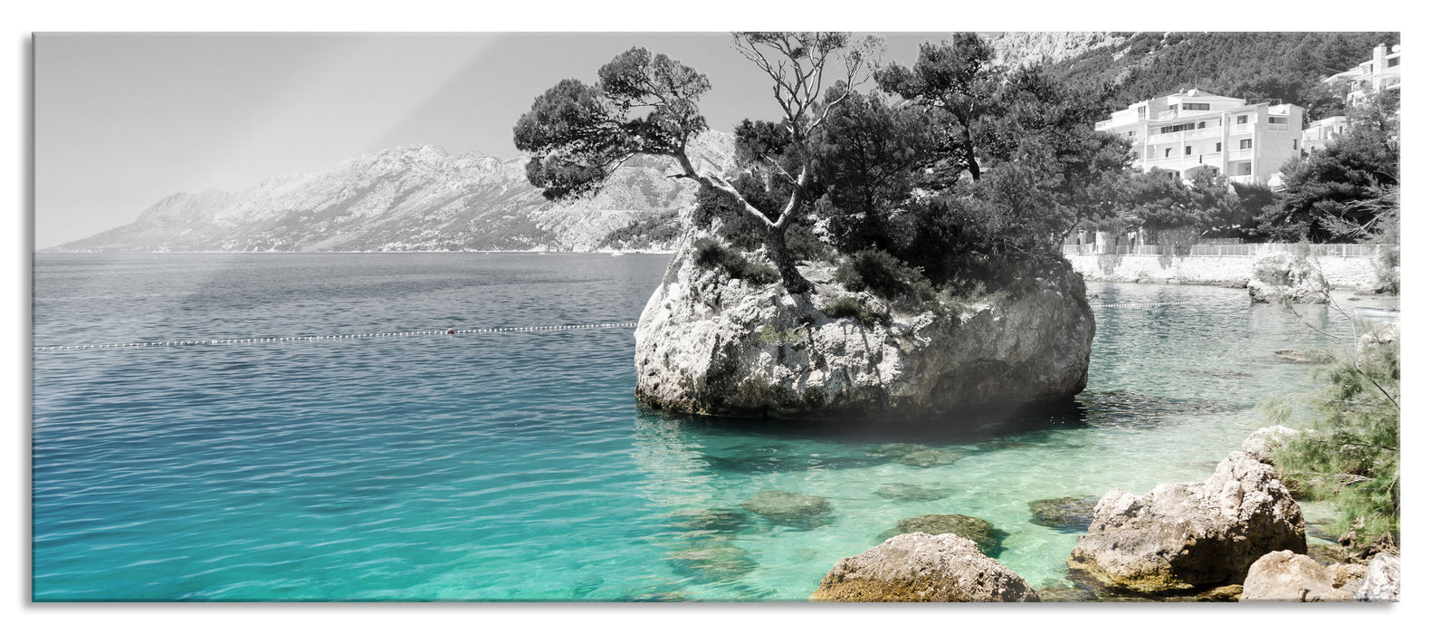 Pixxprint Dalmatia Strand in Kroatien, Glasbild Panorama